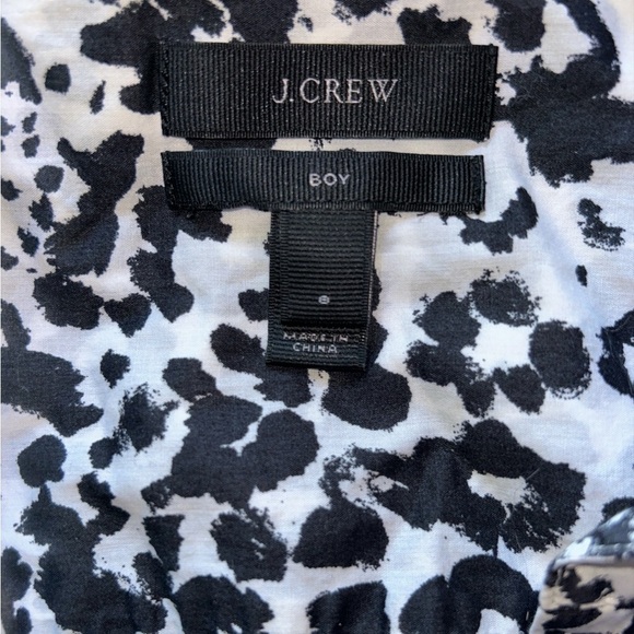 J. CREW Boy Shirt In Snowcat Leopard Animal Print Buttondown Blouse Top Size 8 - Picture 4 of 5